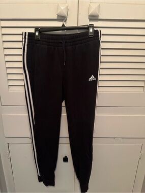 adidas Black Jogger Sweatpants with White Three Stripes